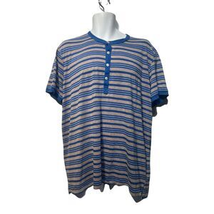 splendid mills blue Gray stripe short sleeve Henley shirt Men’s Size XL